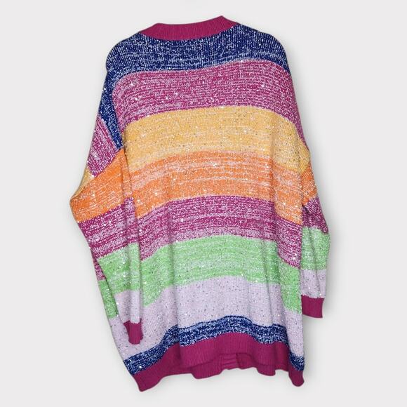 Olivia Rubin Womens Mika Rainbow Stripe Cardigan L Colorful Knitwear - Picture 10 of 10